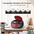 Portable CD Player Cassette CD Player AM FM Radio Bluetooth Speakers AUX USB MP3 Plays with Remote Control EU Plug.