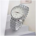 Fashion Quartz Watch for Women Casual Wristwatch with White Dial And Gold Frame.