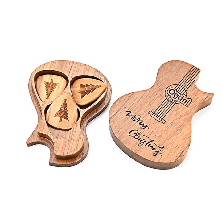 OGDNI Handmade Guitar Pick Box Guitar Pick Box with Three Picks for Guitarist Music Lovers Merry Christmas Gifts