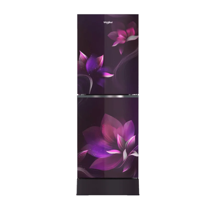 Whirlpool Fresh Magic Pro 236L Glass Door Floral X Frost Refrigerator (Purple) with Free Delivery