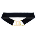 Black and Gold Buckle Ladies Belt - Stylish Black Strap with Golden Buckle, Perfect for Jeans and Dresses. 