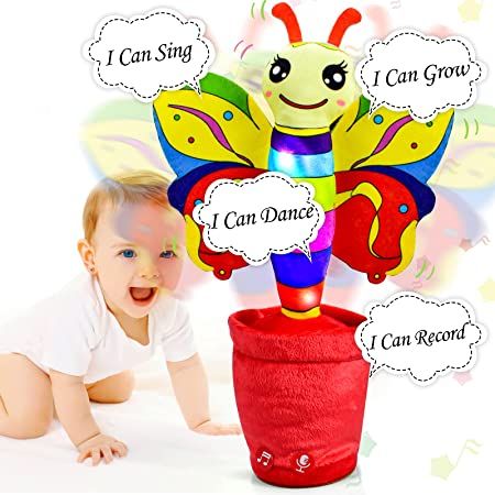 Lovely Talking Toy Dancing Butterfly Giraffe Doll Speak Talk Sound Record Repeat USB Charging Electronic Plush Animal Toy - Baby Toys