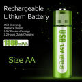 READY AA 1800mwh 1.5v rechargeable usb aa rechargeable batteries for toys. 
