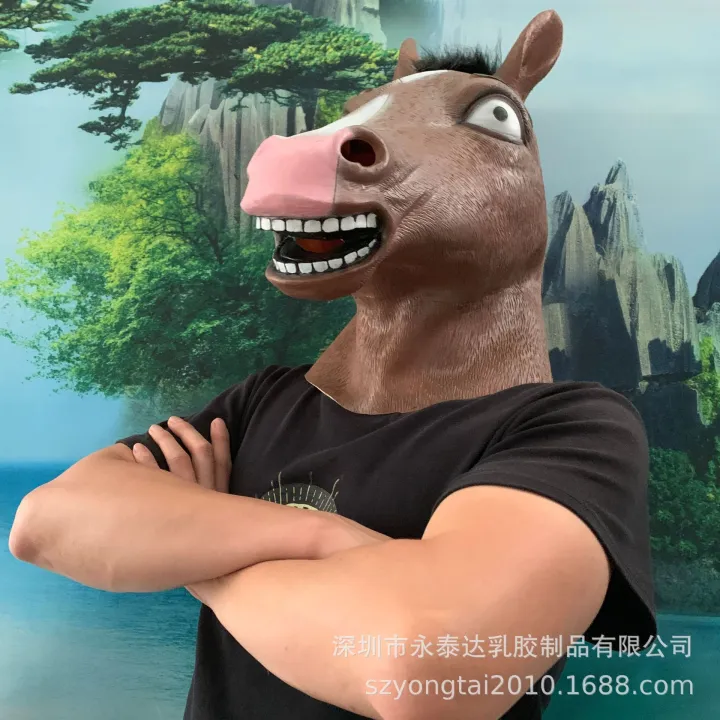 BoJack%20Horseman%20Mask%202019%20New%20Horse%20Head%20Latex%20Headgear%20Halloween%20Animal%20Mask%20Party%20Decoration%20-%20Image%202
