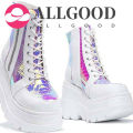 Women Comfort Platform Wedge Ankle Boots Lace Up Zip Goth Punk Shoes Size 36 -43.