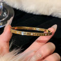 New gold titanium steel bracelet for women, high-end zircon couple bracelet, light luxury plain ring bracelet, hand jewelry. 