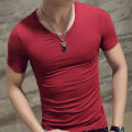 Top Tees Man T-Shirt Fitness T-shirts Mens V-Neck Man T-shirt For Male T-shirts Summer Casual Gym Solid Color Tops. 