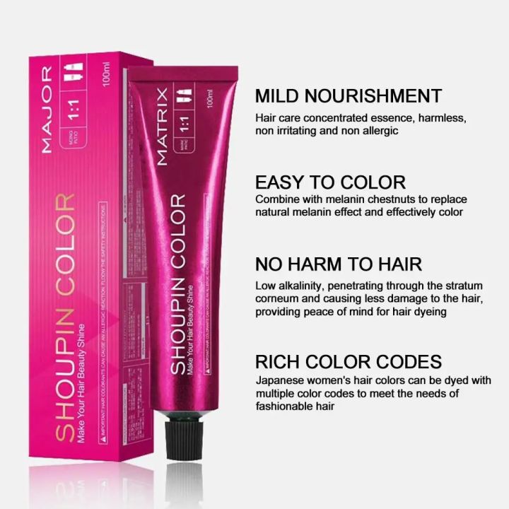 Hair Dye Shoupin Pewarna Rambut Hair Colouring Silicone Free Free Fragrance Long-lasting Acid Organic Free Silicone Amino C V8J0