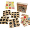 Montessori Find tShadow Shape Matching Game Wooden Puzzle Card Picture Shadow Correspondence Box Educational Toy For Children.