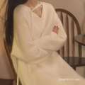 Underneath children's French knitted 2024 knee length woolen dress looks slim versatile for autumn and winter Xinxin. 