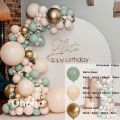 White Sand Beige Balloon Garland Kit Organic Green Balloons Arch Set Bridal Shower Baby 1st Birthday Decoration Wedding.