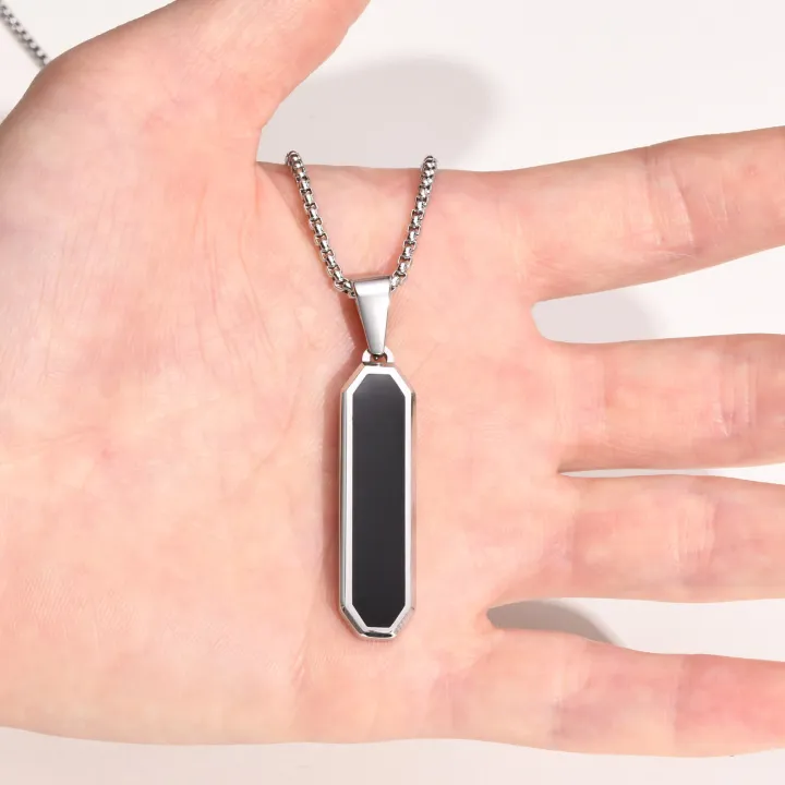 Black%20Enamel%20Bar%20Pendant%20Necklace%20Black%20Square%20Stainless%20Steel%20Link%20Chain%20Fashion%20Jewelry%20Chain%20For%20Men-Gift%20for%20Men%20-%20Image%204