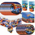 Hot Wheels Birthday Decoration Racing Car Disposable Tableware Tablecloth Plate Cup Balloon Baby Shower Kids Boys Party Supplies MuXiaRe. 