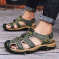 2021 New Leather Sandals Men Outdoor Summer Casual Rubber Sandals PU Hiking Wading shoes. 