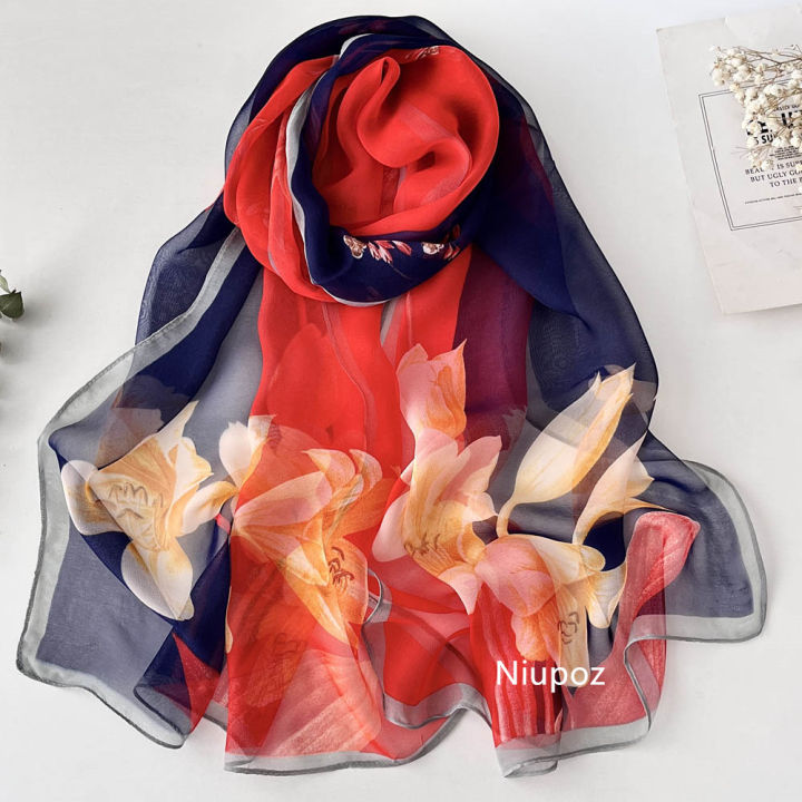 Gradient%20Lily%20Print%20Pretty%20Women%20Elegant%20Chiffon%20Georgette%20Bandana%20Scarf%20Summer%20Beach%20Sunscreen%20Thin%20Shawl%20-%20Image%207