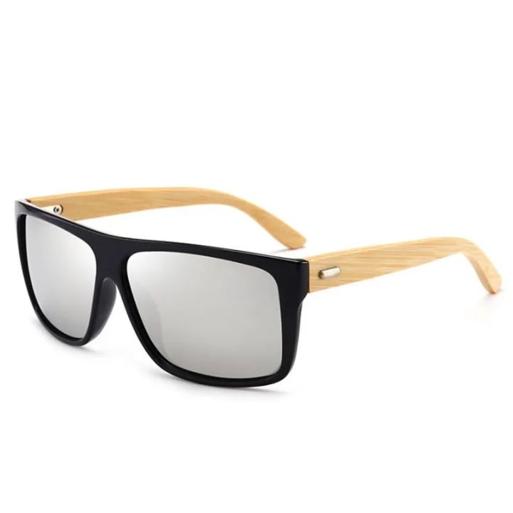 SOPRETTY New Retro Wood Men Bamboo Sunglasses Women Brand Design Goggles Wooden Sun Glasses Unisex Square Eyewear