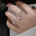 925 Sterling Silver Open Adjustable Ring Shiny Zircon Multifunctional Decoration Simple Index Finger Ring Female Wedding Jewelry. 