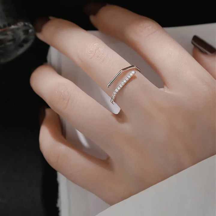 925%20Sterling%20Silver%20Open%20Adjustable%20Ring%20Shiny%20Zircon%20Multifunctional%20Decoration%20Simple%20Index%20Finger%20Ring%20Female%20Wedding%20Jewelry%20-%20Image%204