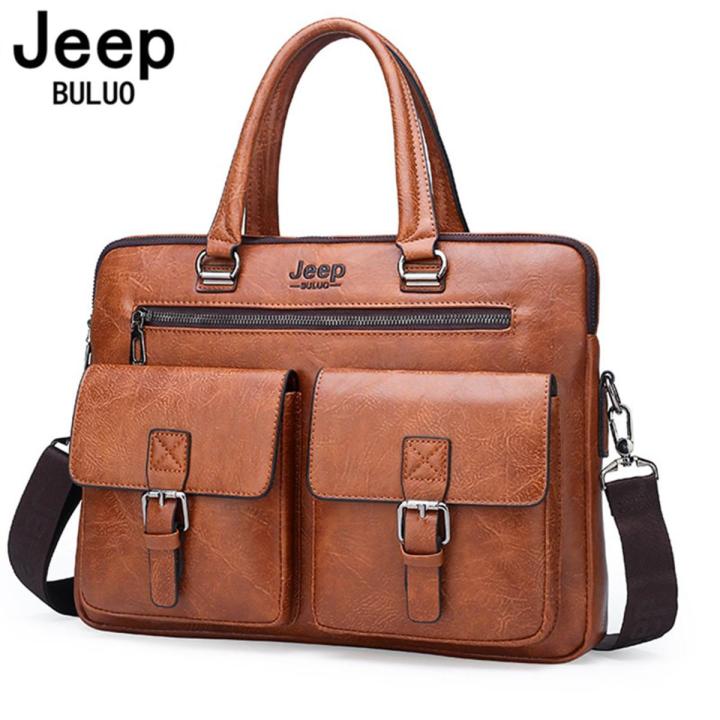 JEEP BULUO Briefcase Bags For Men Business Fashion Office Work Handbags Famous Brand New Design Men's Briefcase 13.5' Laptop Bag