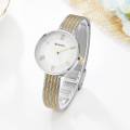 CURREN 9020 Silver And Golden Two-Tone Mesh Stainless Steel Analog Watch For Women - White & Golden. 