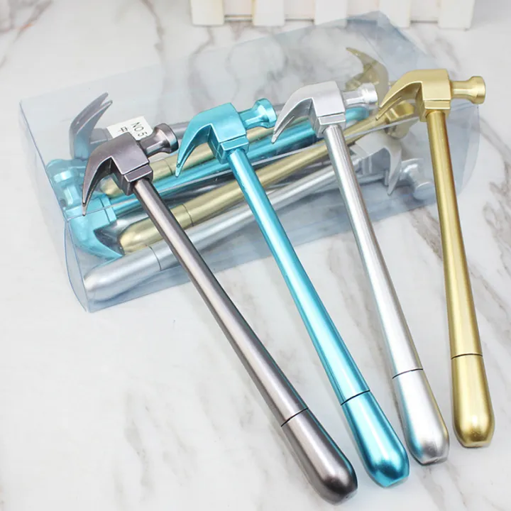 2Pcs%20Metallic%20Hammer%20Tool%20Stationery%20Creative%20Ballpoint%20Pen%20Hammer%20School%20Supply%20-%20Image%205