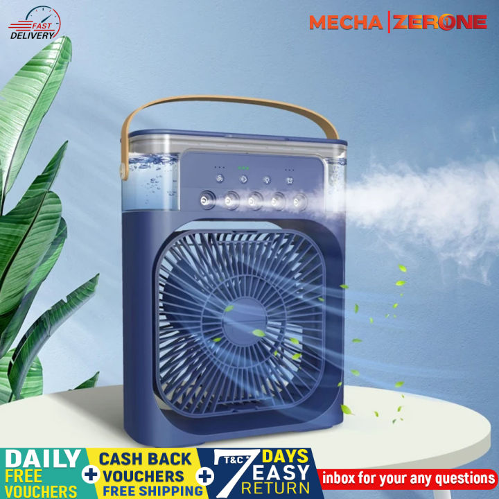 Portable Air Cooler Fan With Deem Light and Humidifier - 10W Air Cooler Fan and Humidifier Mini Ac Multicolor