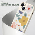 Hontinga for iPhone 14 Pro Max Back Cover PU Leather Beautiful Flowers Print Case Soft Silicone Edge Phone Cases.
