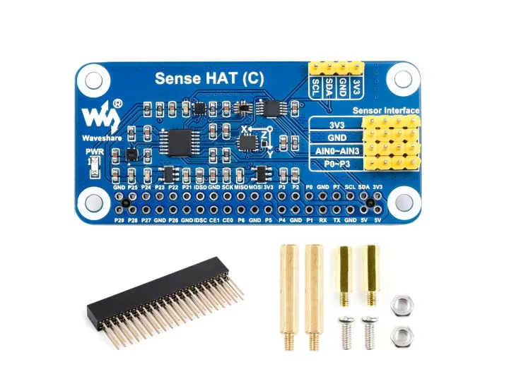 Waveshare Sense HAT (C) For Raspberry Pi, Onboard Multi Powerful Sensors, Supports External Sensors, Communicated Via I2C