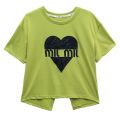 Hong Kong Style Retro Crew Neck Back Slit Love Short Sleeve T Women's Summer T-shirt chic Figure Flattering Back Split Top Fashion. 