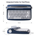 YUNZII ACTTO B303 Midnight Navy Retro Wireless Bluetooth Typewriter Aesthetic Keyboard with Integrated Stand for Multi-Device. 