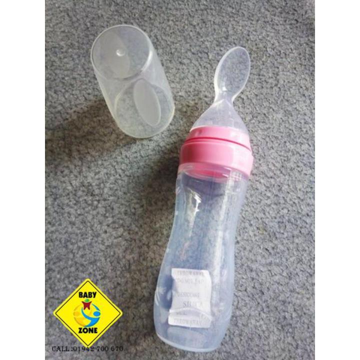 Silicone Baby Squeeze spoon Food Feeder Bottle