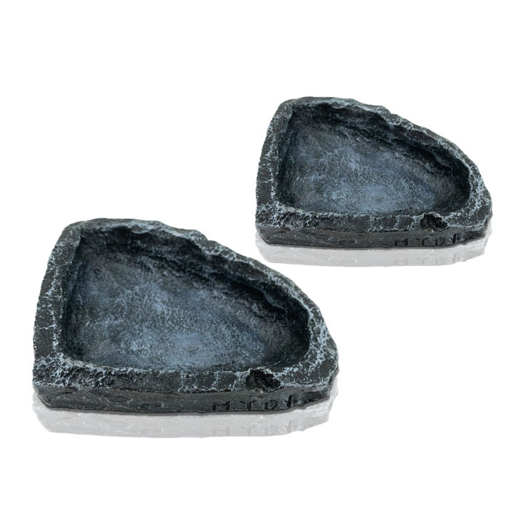 GC Reptile Water Dish Terrarium Reptile Water And Food Bowls Simulation Rock Design Utility Feeding Dish For Leopard Gecko Lizard Spider Scorpion Chameleon