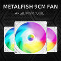 METALFISH 9cm Chassis Fan ARGB Colorful Light Effect Support CPU Cooler 9225 12V PWM Quiet Compact Mini Gaming Computer Case. 