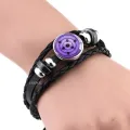 Rinnegan Eyes Bracelet Sharingan Eye Black Leather Bracelet Uchiha Uzumaki Clan Logo Anime Cosplay Lover Gift. 