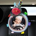 Baby Car Mirror Back Seat Rear View Mirror Cartoon Animal Plush Toys Adjustable Rear Facing Mirrors For Baby Stroller Toys. 