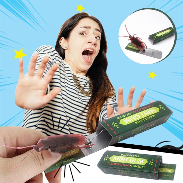 2022 April Fool's Day Prank Trick Toy Shocking Cockroach Chewing Gum Pull Head Spoof Toys For Children Gags Jokes Funny Toys