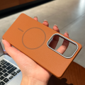 HODON Solid Color PU Leather Magnetic Phone Case for Samsung Galaxy S22 S24 S23 S25 Ultra Plus S24FE S23FE for MagSafe Cases Wireless Charging Shock Anti Fall Back Cover. 
