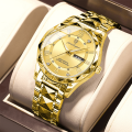 POEDAGAR 615 Quartz Stainless Steel Watch For Men - Two Tone Blue.