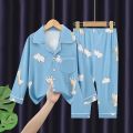 Teenager Boy Girl Pajamas Set Kids Spring Autumn Print Cute Cotton Sleepwear Long Sleeve Birthday Gift School Loungewear 3-16Y. 