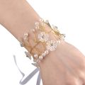 Artificial Flowers Wrist Corsage Elegant Comfortable Touch Anti-Wear Bride Bridesmaid Wrist Corsage Artificial Flowers Bracelet for Wedding Engagement. 