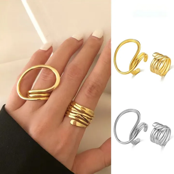 Enacolor%202Pcs/Set%20Simple%20Alloy%20Metal%20Geometric%20Opening%20Ring%20Adjustable%20Accessories%20Female%20-%20Image%205