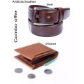 Dark chocolate leather belt and wallet combo offer for men. 