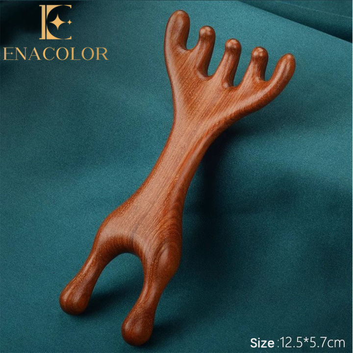 Enacolor Sandalwood Head Nose Bridge Massager Face Nose Wing Elevator Wood Comb Dredge Meridians and Points Lift Massage