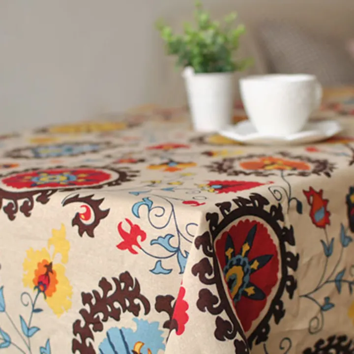 Retro%20Sunflower%20Pattern%20Lace%20Cotton%20Linen%20Fabric%20Tablecloth%20Table%20Cover%20Decor%20-%20Image%209