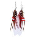 Bohemian Women Indian Feather Beads Tassel Dangle Hook Earrings Jewelry Gift.