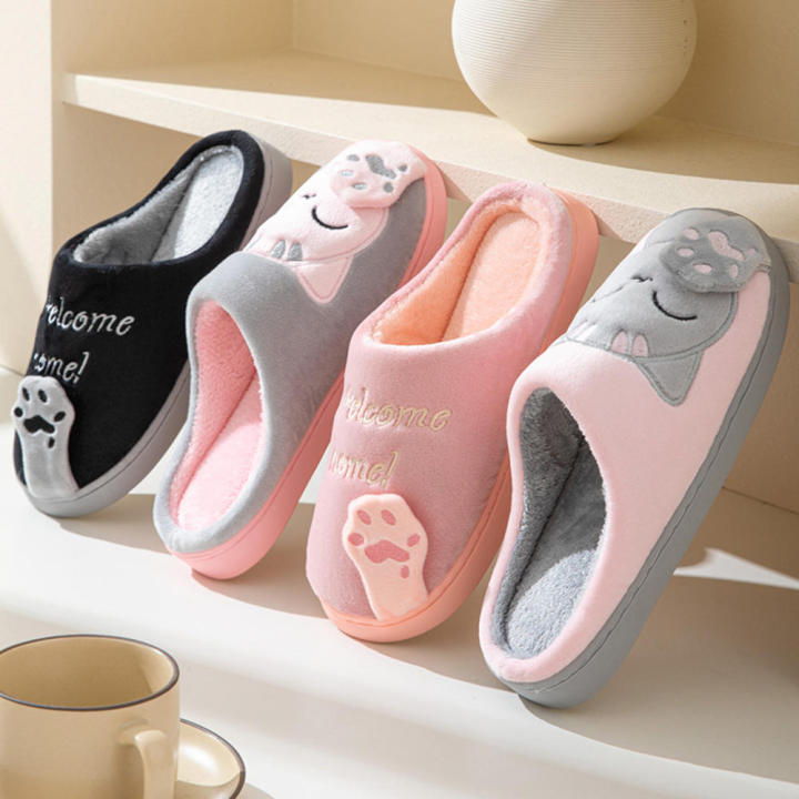 【Worldwide Delivery】 Cute Home slippers Cartoonish Warm Kawaii Cartoon shoes Women's/men's Winter Plush slides for Bedroom Living room Winter vacation Lounging at home Gift for lovers