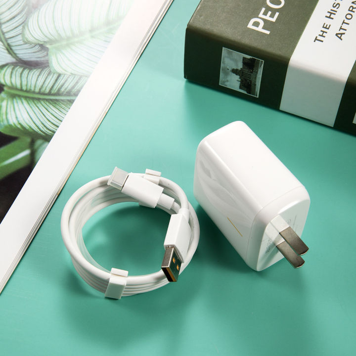 65W Super Dart and Super Vooc Flash Smart Charger Adapter with Type C Cable For Realme Oppo-White