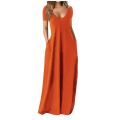 Women’s Cotton Soft Maxi Dress with Pockets – Short Sleeve V-Neck Style.