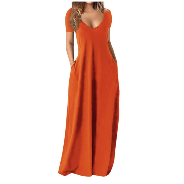 Women%E2%80%99s%20Cotton%20Soft%20Maxi%20Dress%20with%20Pockets%20%E2%80%93%20Short%20Sleeve%20V-Neck%20Style%20-%20Image%207