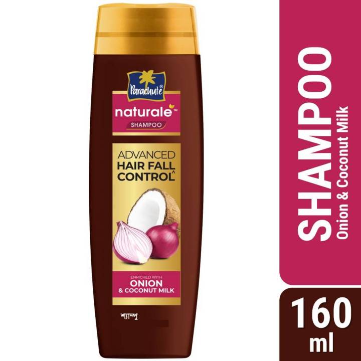 Parachute Naturale Advanced Hair Fall Control Shampoo with Onion & Coconut Milk For Strong & Thick Hair Reduces Hair Fall Paraben Free, 100% Vegan All Hair Types 160 ml